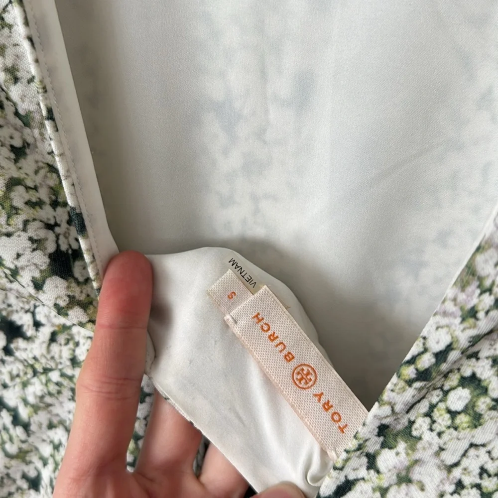 Tory Burch S Valerie White Green Laceflower Print Dress